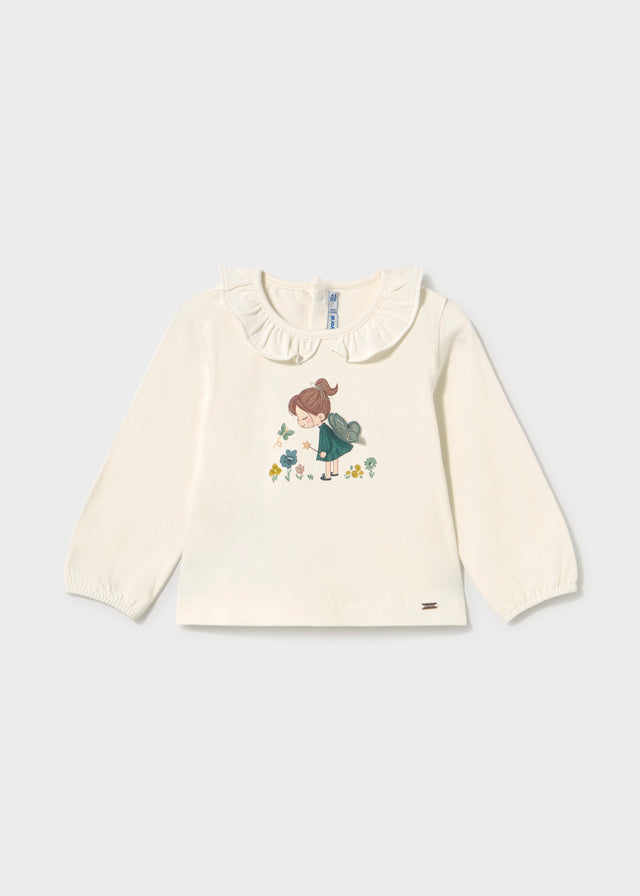 Camiseta cuello volante bebé Crudo nenúfar – Mayoral, foto 1