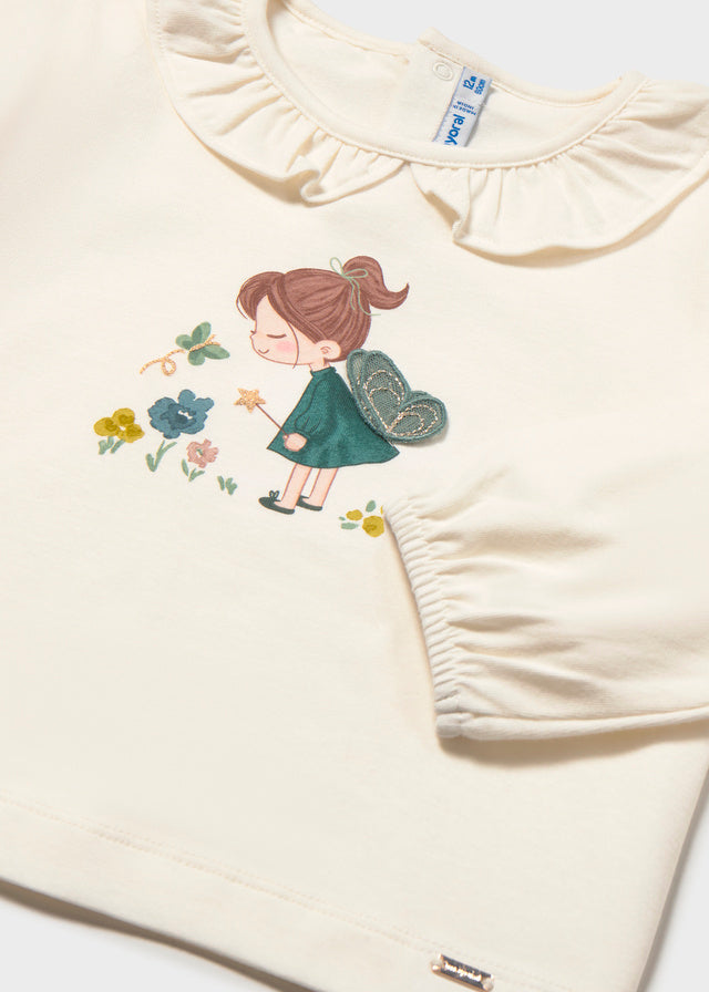Camiseta cuello volante bebé Crudo nenúfar – Mayoral, foto 3