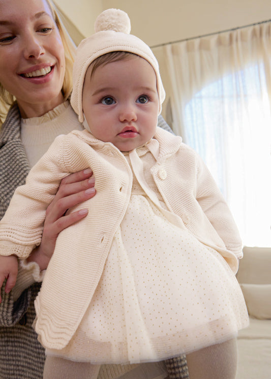Abrigo tricot con gorro recién nacida Ceramica – Mayoral, foto 1