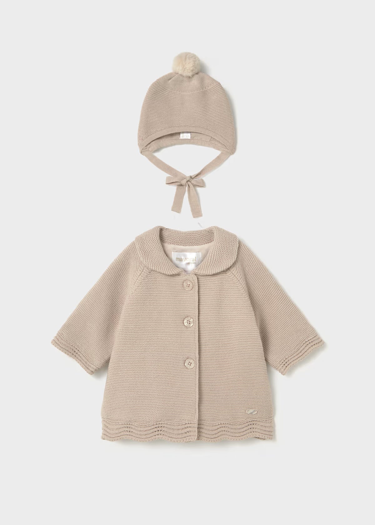 Abrigo tricot con gorro recién nacida Moca – Mayoral, foto 1