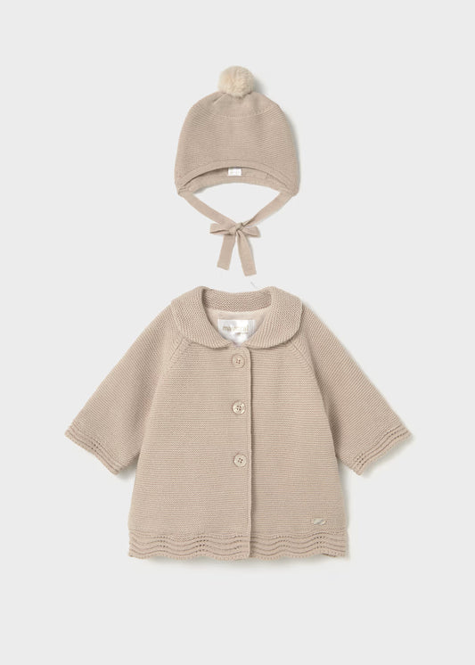 Abrigo tricot con gorro recién nacida Moca – Mayoral, foto 1