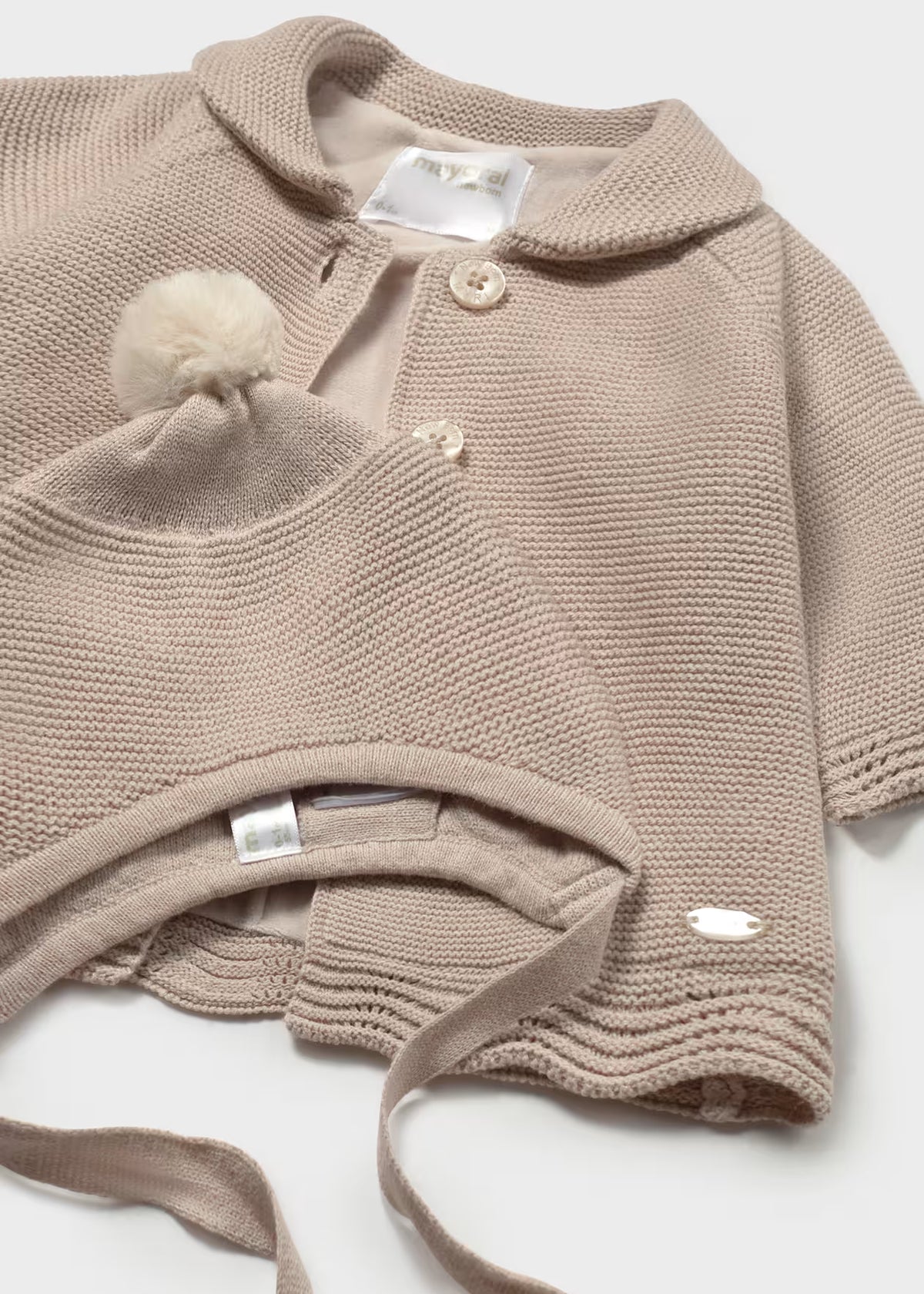 Abrigo tricot con gorro recién nacida Moca – Mayoral, foto 3
