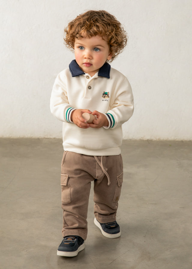 Sudadera cuello polo serigrafía bebé
