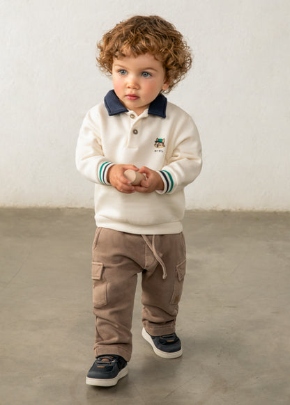 Sudadera cuello polo serigrafía bebé