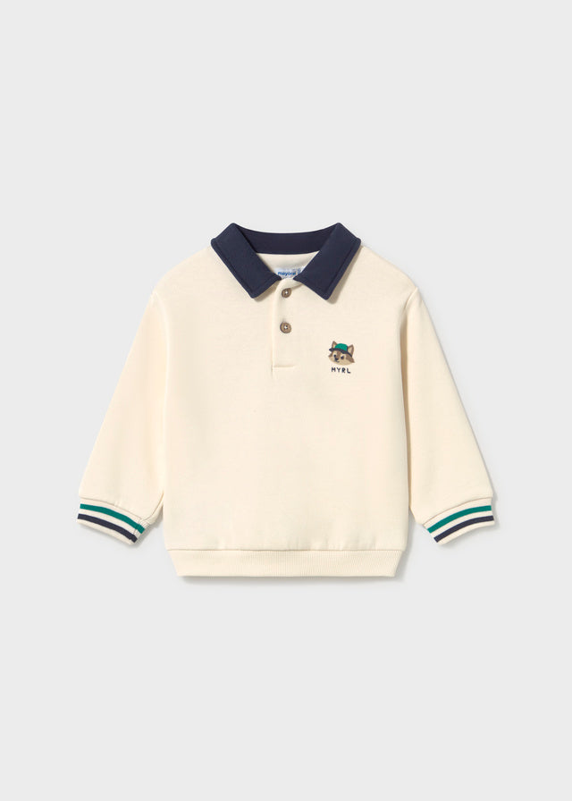 Sudadera cuello polo serigrafía bebé
