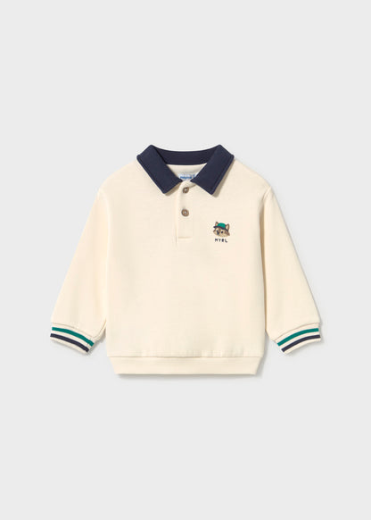 Sudadera cuello polo serigrafía bebé