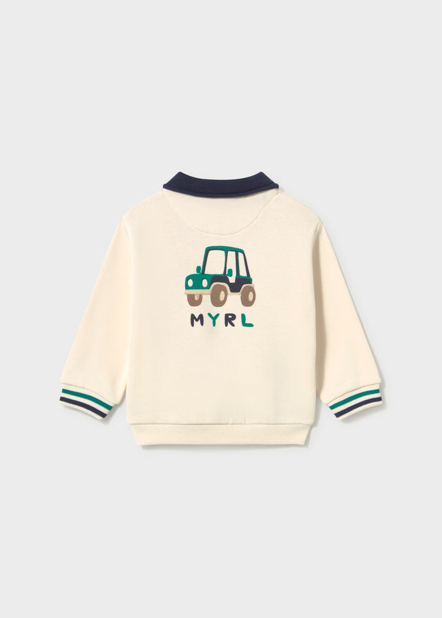 Sudadera cuello polo serigrafía bebé