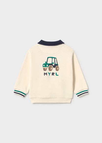 Sudadera cuello polo serigrafía bebé