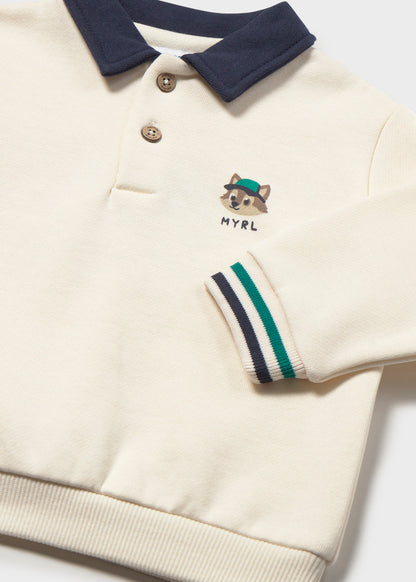 Sudadera cuello polo serigrafía bebé