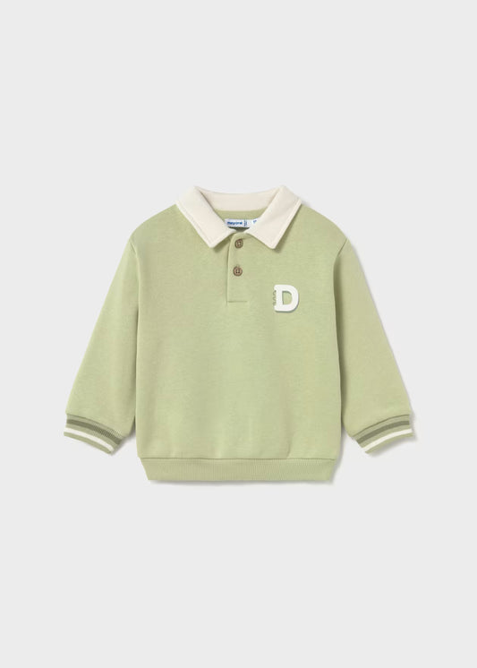 Sudadera cuello polo serigrafía bebé