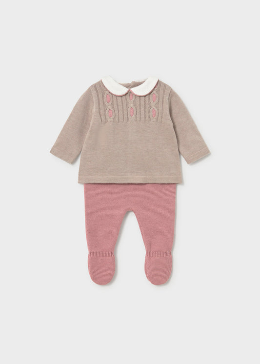 Conjunto polaina y jersey recién nacida
