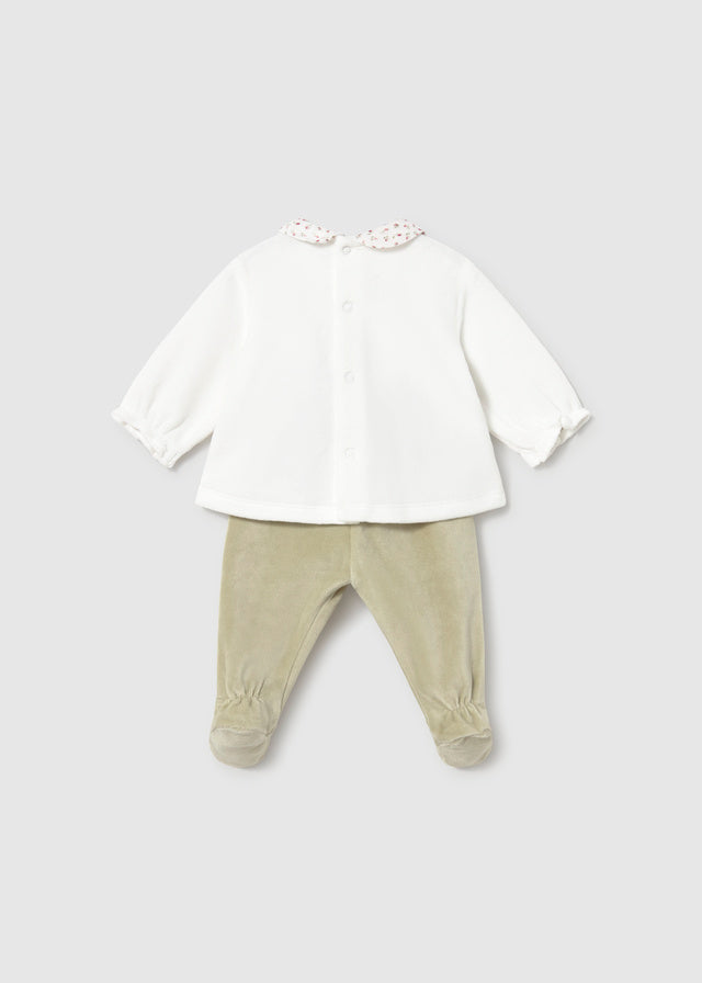 Conjunto polaina y camisera recién nacida
