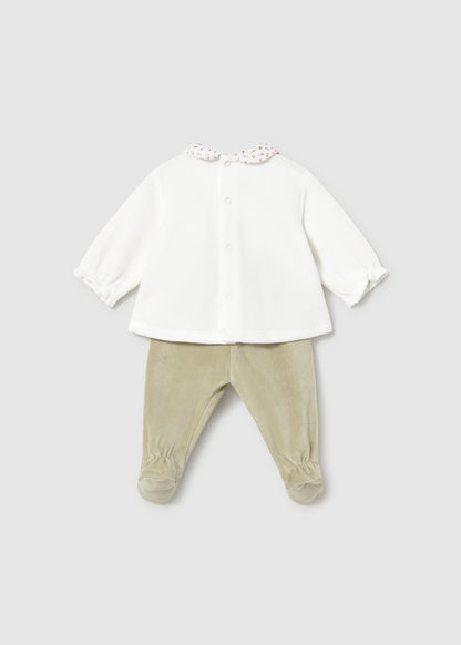 Conjunto polaina y camisera recién nacida