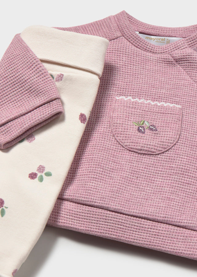 Conjunto polaina y sudadera recién nacida