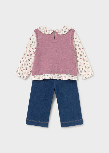 Conjunto pantalón y blusa con chaleco bebé