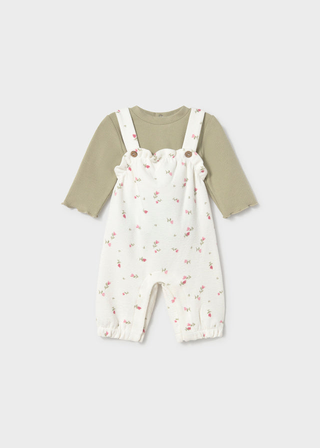 Conjunto peto estampado y jersey recién nacida