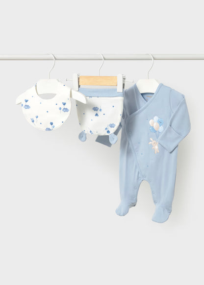 Set de pelele gorro y babero ositos recién nacida Cielo – Mayoral, foto 2