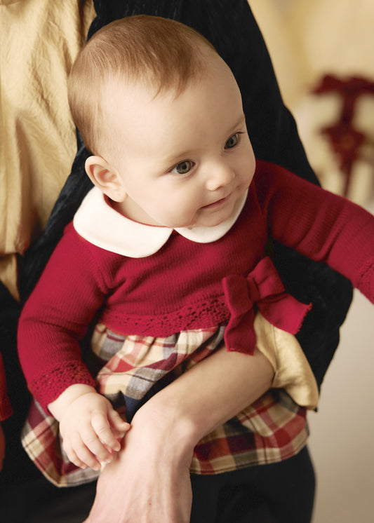 Vestido tricot combinado recién nacida Rojo – Mayoral, foto 1