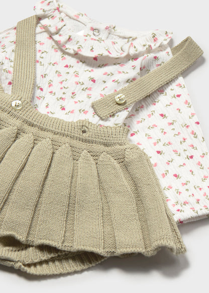 Conjunto 3 piezas falda recién nacida