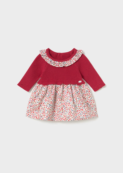 Vestido tricot combinado recién nacida Rojo – Mayoral, foto 1