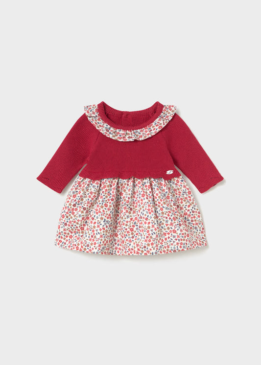 Vestido tricot combinado recién nacida Rojo – Mayoral, foto 1