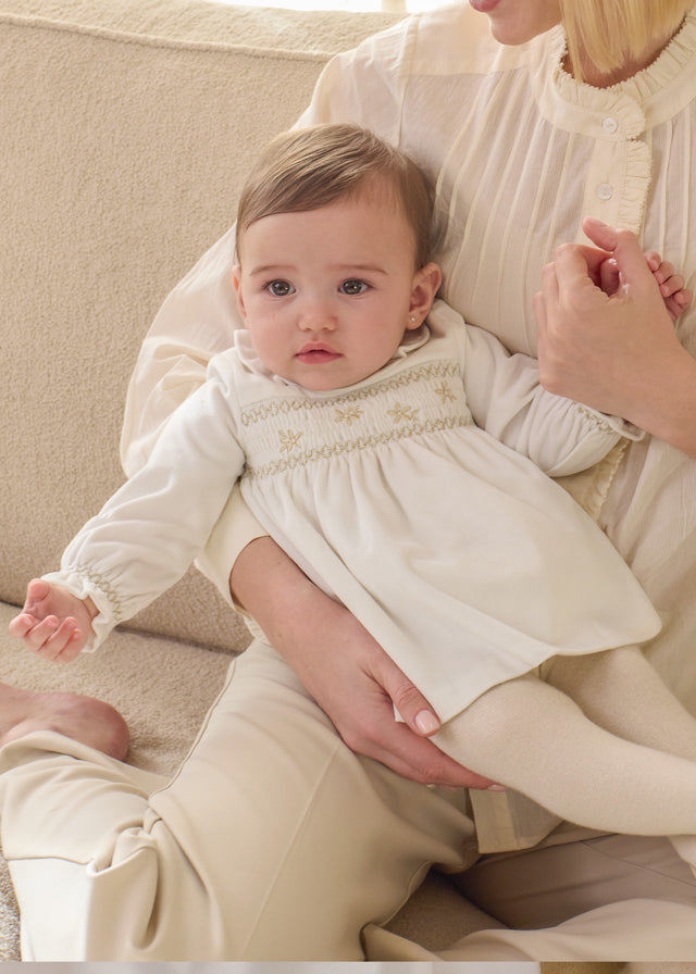 Vestido terciopelo recién nacida Crudo – Mayoral, foto 1