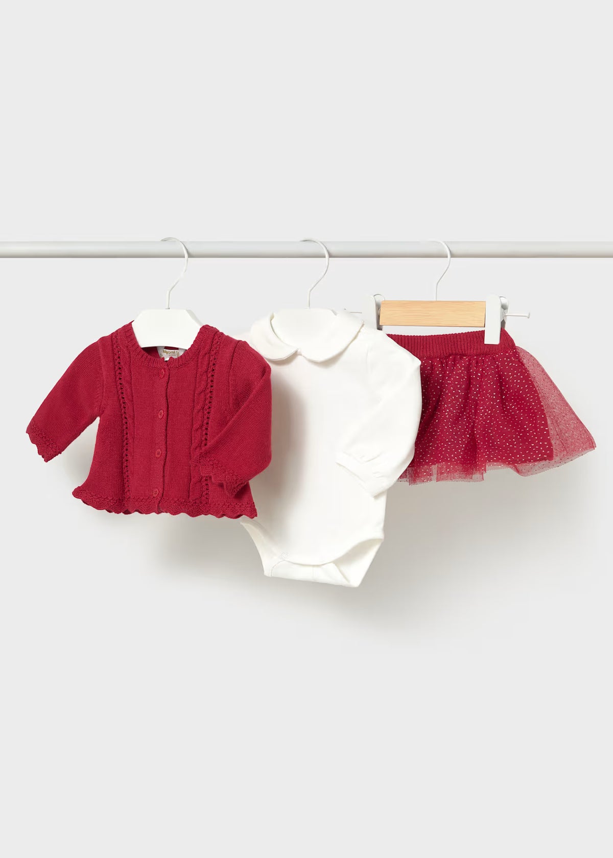 Conjunto 3 piezas rebeca recién nacida Rojo – Mayoral, foto 1