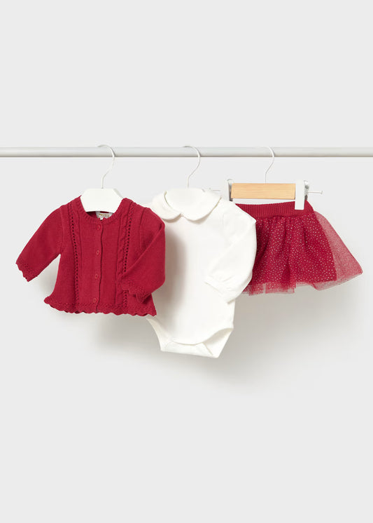 Conjunto 3 piezas rebeca recién nacida Rojo – Mayoral, foto 1