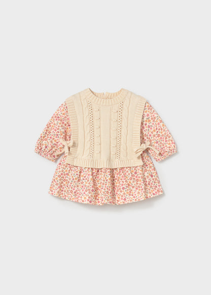 Vestido estampado con chaleco recién nacida