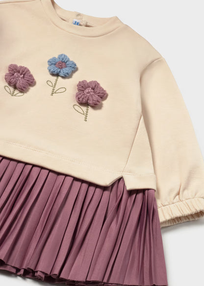 Vestido combinado felpa bebé Violeta – Mayoral, foto 3