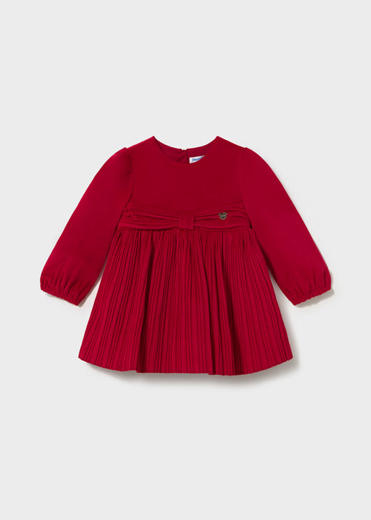 Vestido terciopelo plisado bebé Rojo – Mayoral, foto 1