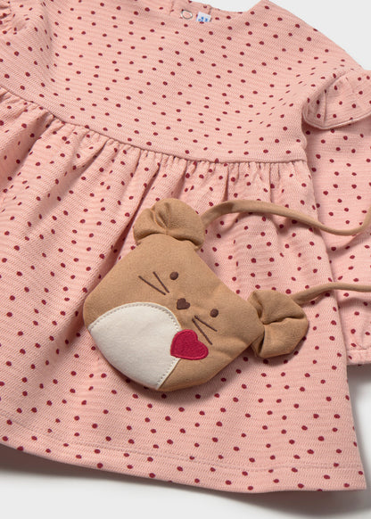 Vestido estampado con bolso bebé