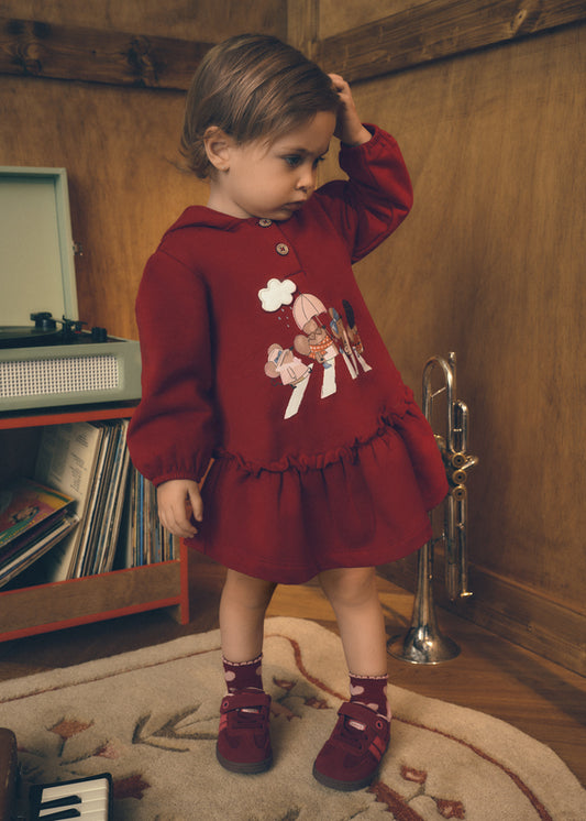 Vestido con capucha volantes bebé