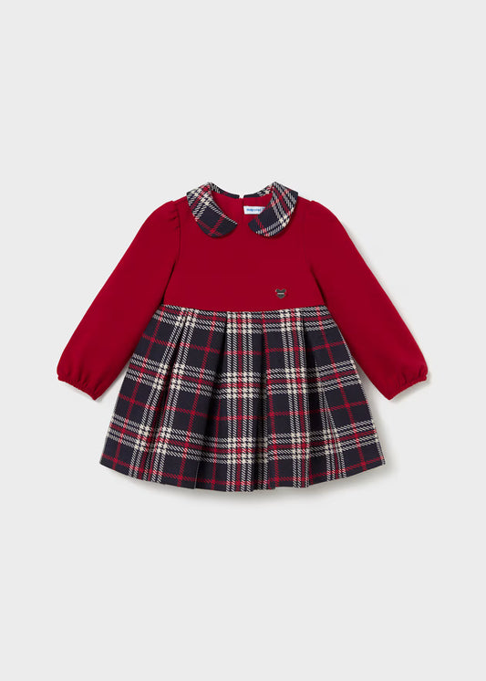 Vestido combinado cuadros bebé Rojo – Mayoral, foto 1