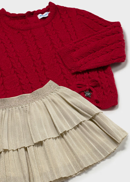 Conjunto falda volantes y jersey bebé Rojo – Mayoral, foto 3