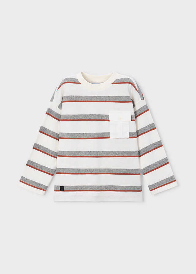 Camiseta rayas bolsillo niño