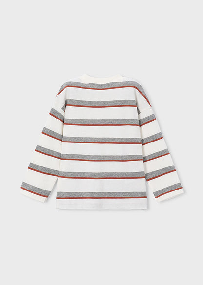 Camiseta rayas bolsillo niño