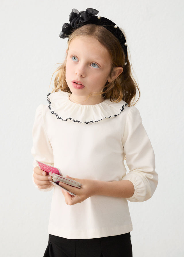 Blusa cuello volante niña Crudo negro – Mayoral, foto 1