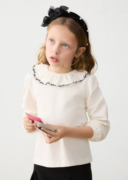 Blusa cuello volante niña Crudo negro – Mayoral, foto 1