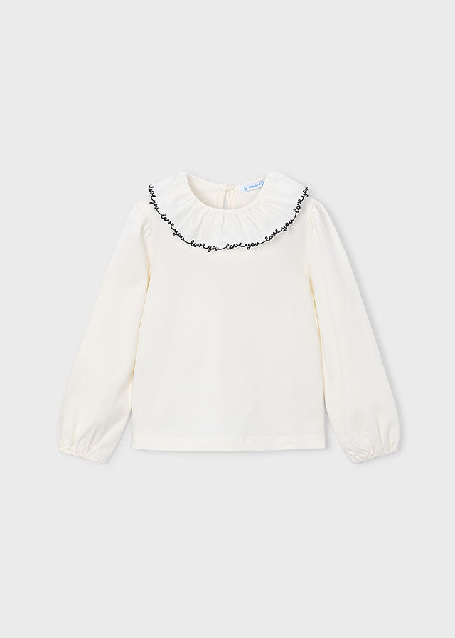 Blusa cuello volante niña Crudo negro – Mayoral, foto 2