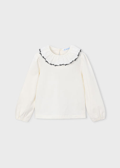 Blusa cuello volante niña Crudo negro – Mayoral, foto 2