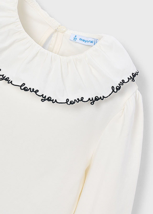 Blusa cuello volante niña Crudo negro – Mayoral, foto 4