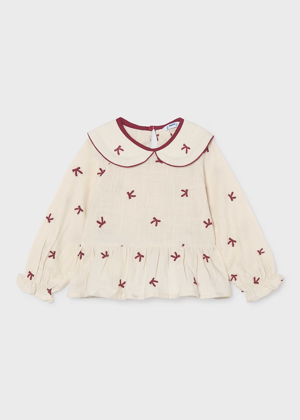Blusa bordados lazos niña Crudo frambuesa – Mayoral, foto 1