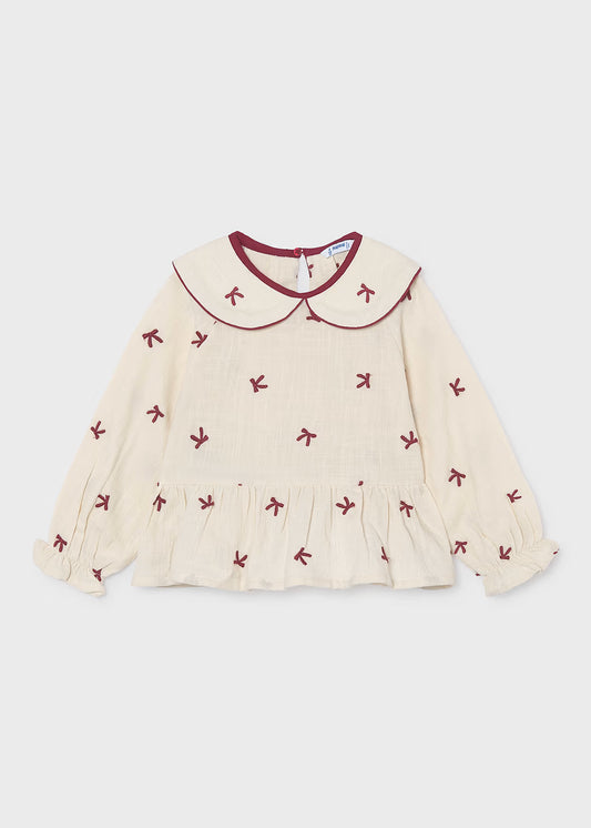 Blusa bordados lazos niña Crudo frambuesa – Mayoral, foto 1