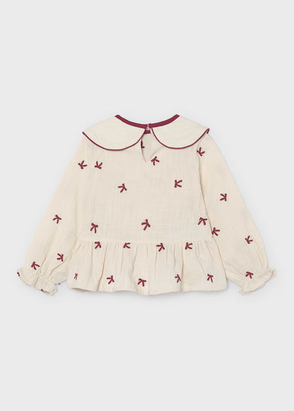 Blusa bordados lazos niña Crudo frambuesa – Mayoral, foto 2