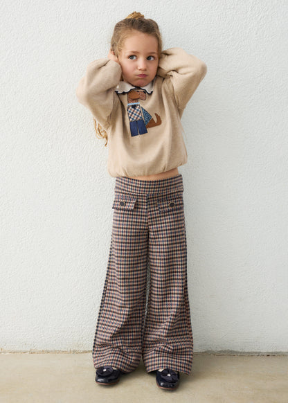 Pantalón largo jacquard niña