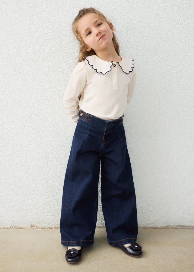 Pantalón vaquero wide leg niña