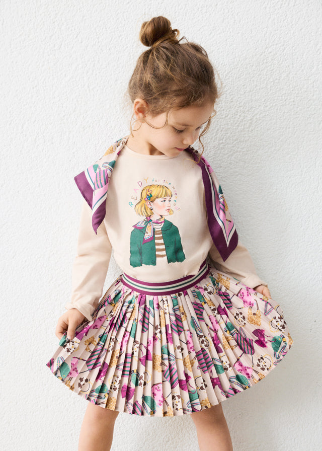 Falda plisada estampada niña