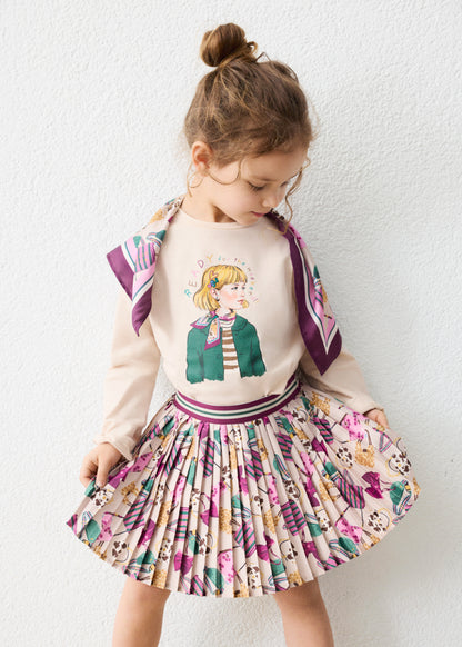 Falda plisada estampada niña