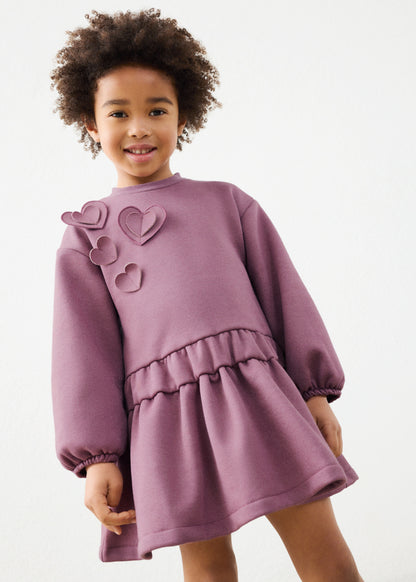 Vestido felpa corazones niña